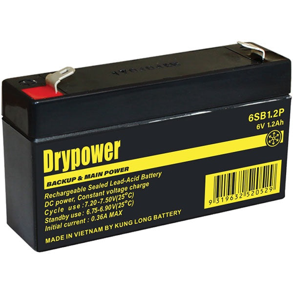 6SB1.2P  -  Drypower 6V 1.2Ah Sealed Lead Acid Battery.
