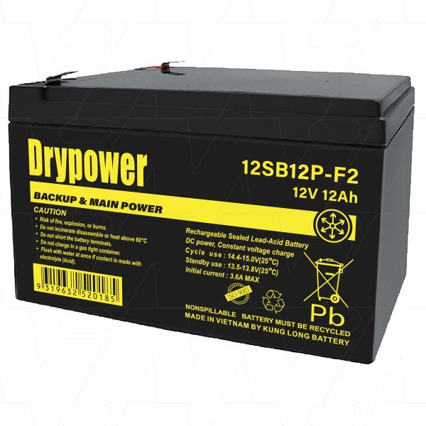 12SB12P-F2 Drypower Battery 12v 12Ah