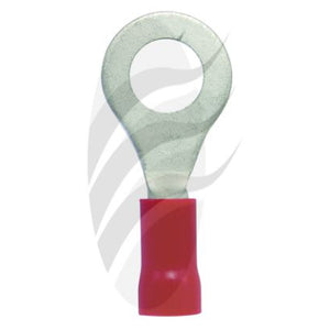 PKT10 RING TERMINAL 6mm INSUL PVC STD CRIMP RED