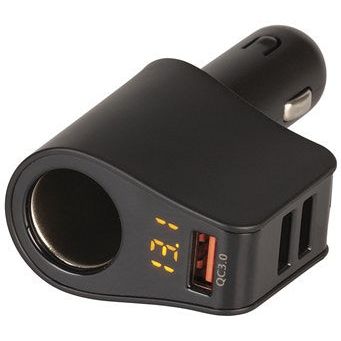 PP2118 - Car Cigarette Lighter Adaptor with 3 USB Charging Ports + Voltmeter