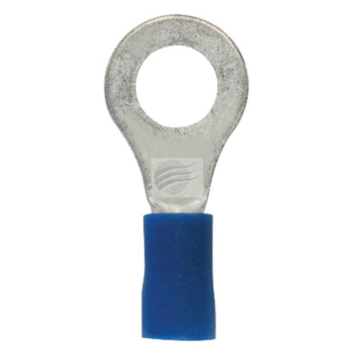 TE1206BL -  RING TERMINAL 6mm INSUL PVC COPPER SLEEVE DBL BLUE