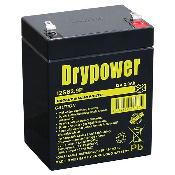 12SB2.9P - Drypower 12V 2.9Ah Sealed Lead Acid Battery
